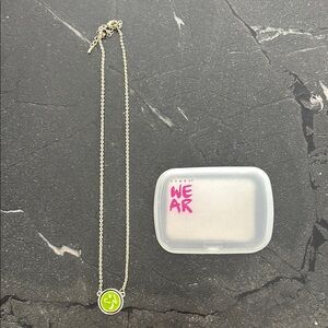 Zumba wear Silver Necklace with Green Pendant